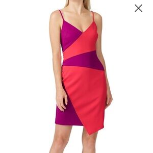 Nicole Miller Colorblock Asymmetric Dress